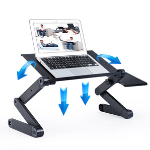 Adjustable Laptop Stand, RAINBEAN Laptop Desk with 2 CPU Cooling USB Fans for Bed Aluminum Lap Workstation Desk with Mouse Pad
