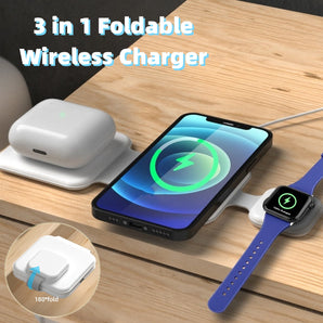 3 In 1 Magnetic Foldable Wireless Charger Charging Station Multi-device